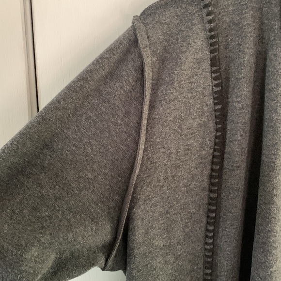 Soft Surroundings charcoal grey open front jacket with blanket stitching - Picture 4 of 10